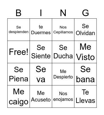 Spanish Bingo Card