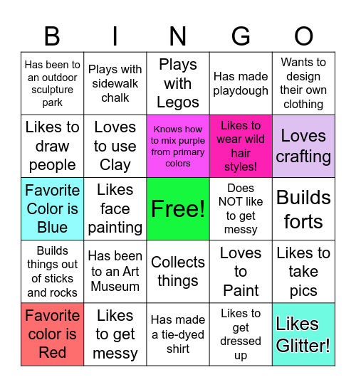 Artist Bingo Card