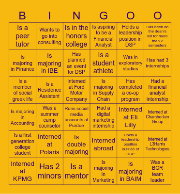 Find someone who Bingo Card