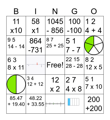 Fractions Bingo Card