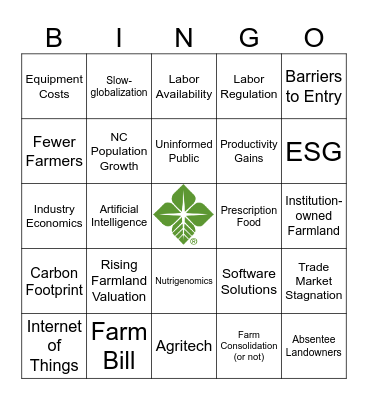 Ag Carolina Bingo Card