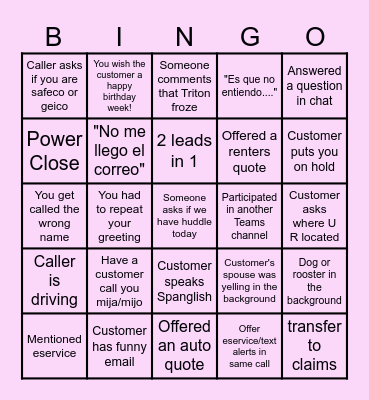 Team Beach Bingo! Bingo Card