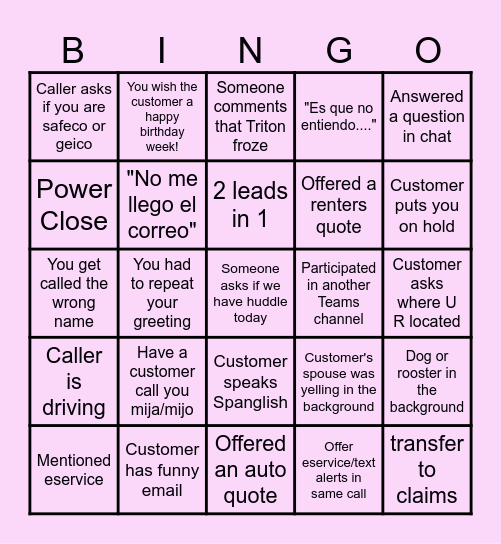 Team Beach Bingo! Bingo Card