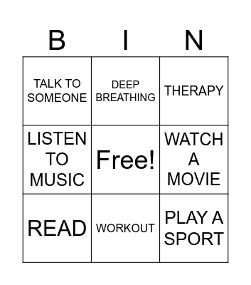 HEALTHY COPING SKILLS FOR ANXIETY Bingo Card