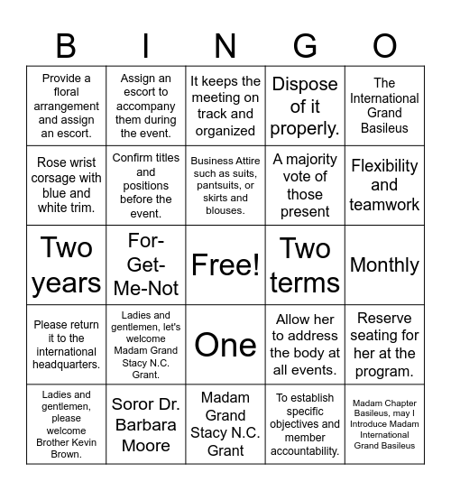 ZETA Protocol Bingo Card