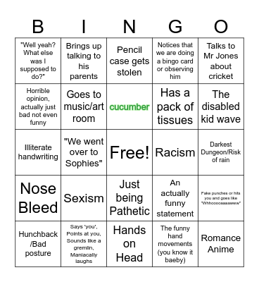 Oliver Seignot Bingo Card Bingo Card