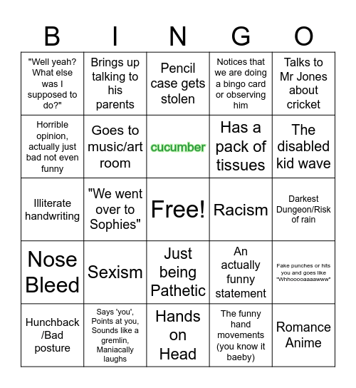 Oliver Seignot Bingo Card Bingo Card