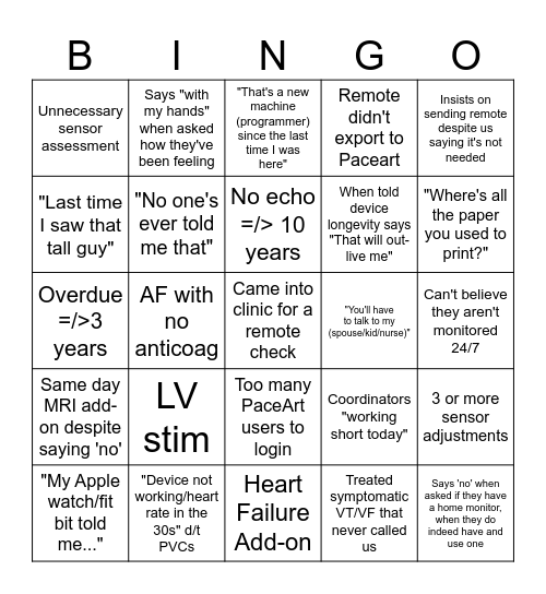 Device Bingo Card