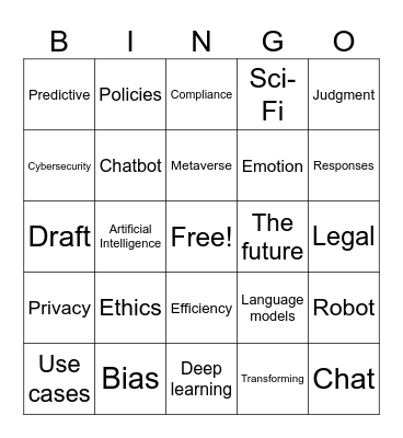 Artificial Intelligence Bingo Card