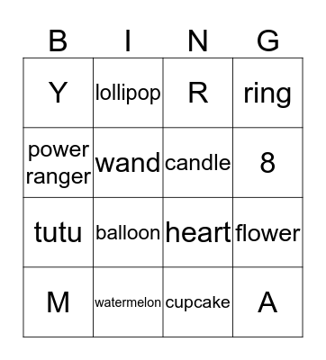 Pinkalicious! Bingo Card