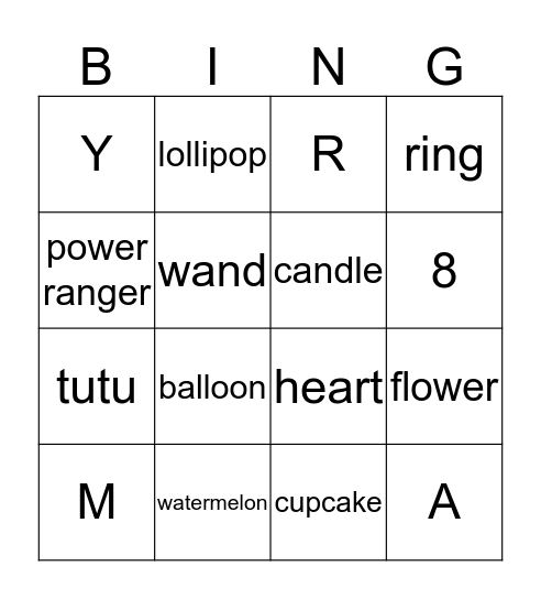 Pinkalicious! Bingo Card