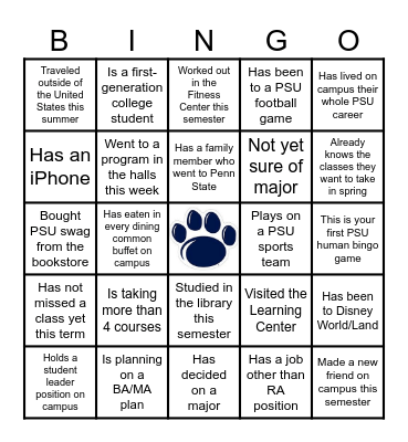 Human Bingo Card