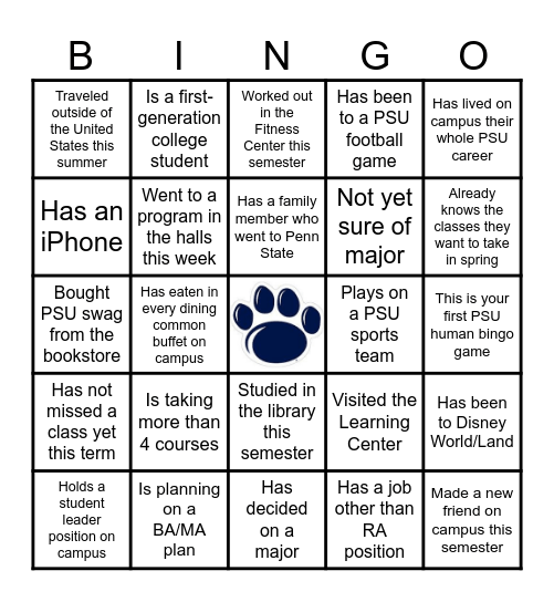 Human Bingo Card