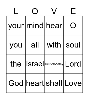 Deuteronomy 6:4-5 Bingo Card