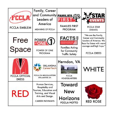 FCCLA Bingo Card