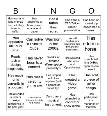 Icebreaker Bingo Card