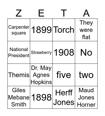 Zeta Badge Bingo Card