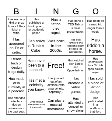 Icebreaker Bingo Card