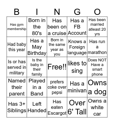 Get to Know You Bingo! Bingo Card