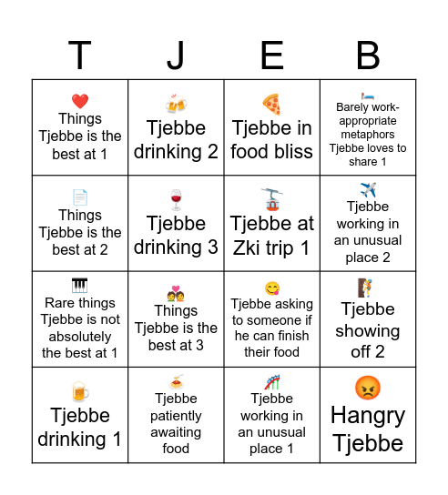 Tjebbe Bingo Card