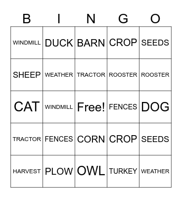 FARM LIFE Bingo Card