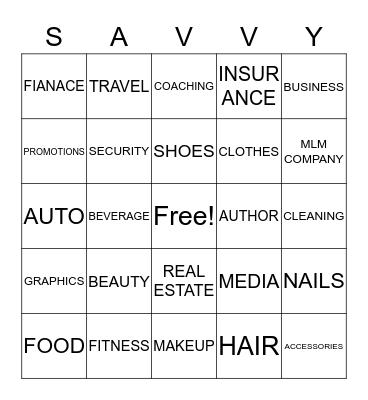 SAVVY NETWORKING Bingo Card