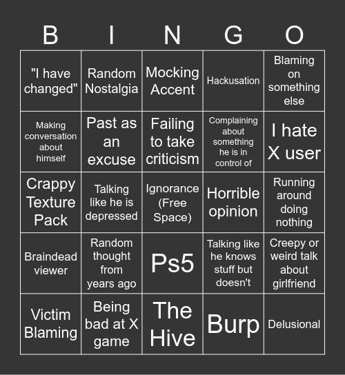 NolanStuff Bingo! Bingo Card