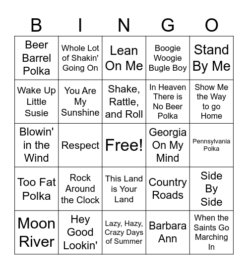 Music Bingo (40s, 50s, & 60s) Bingo Card