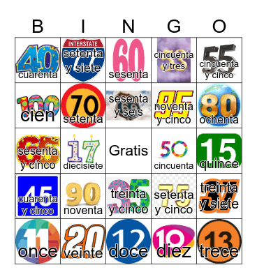 Spanish Numbers- Sra. B. Bingo Card