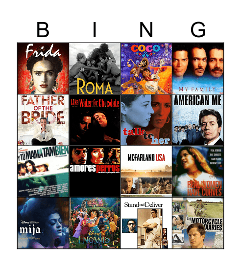 Latino Connection - Hispanic Heritage Month Movies Bingo Card