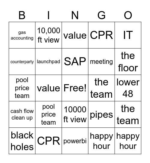 GAS ACCT TEAM MEETING Bingo Card