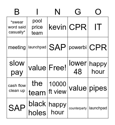 GAS ACCT TEAM MEETING Bingo Card