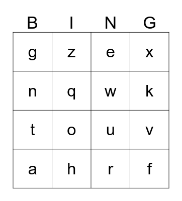 Alphabet Bingo Card