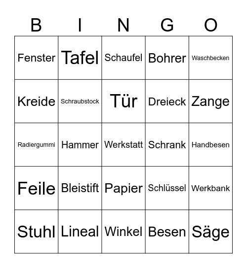 Werkstatt Bingo Card