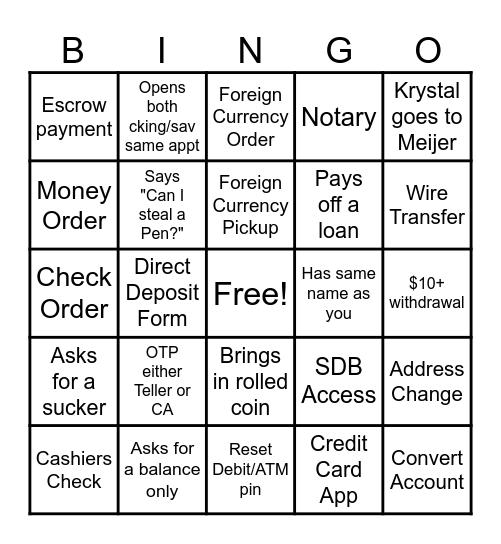 EAW Bingo Card