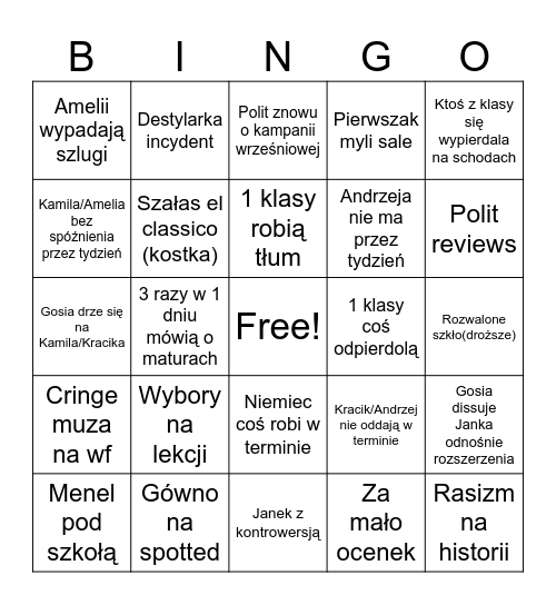 ZSCH 2023/4 Bingo Card