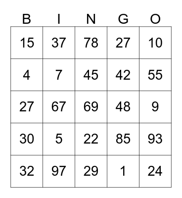 Group Time 2 Bingo Card