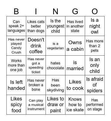 Icebreaker: Find Someone Who Bingo Card