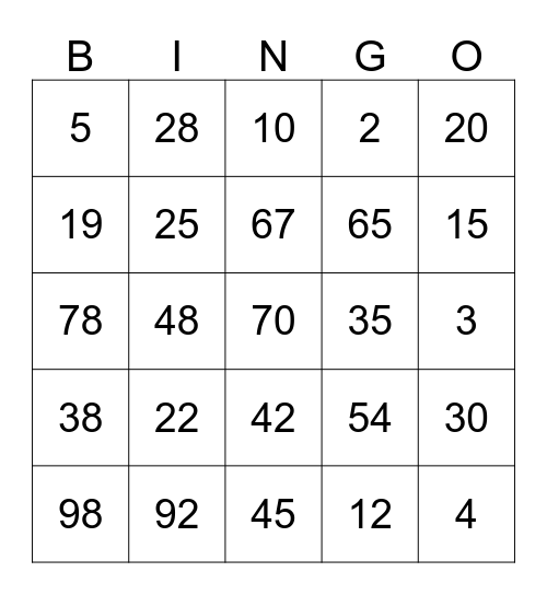 Group Time Bingo Card