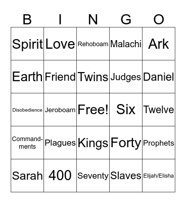 Bible BINGO Card