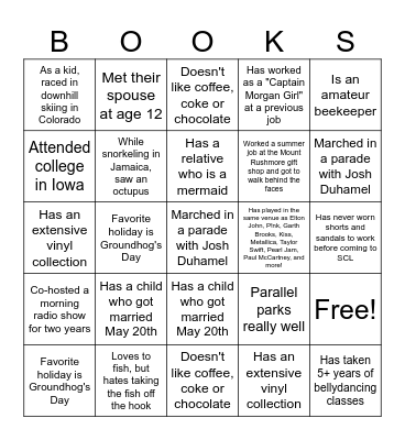 SCL Staff Fun Facts! Bingo Card