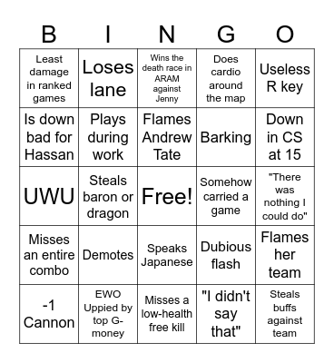 September Gabi Bingo Card