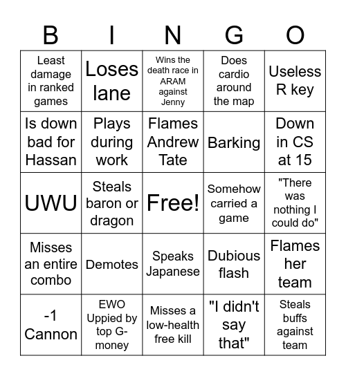 September Gabi Bingo Card