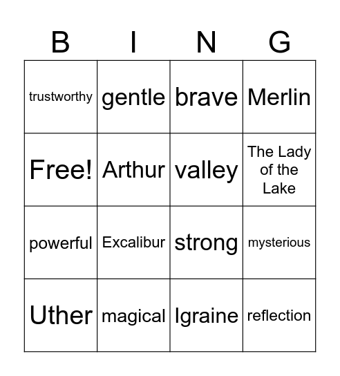 Excalibur Bingo! Bingo Card