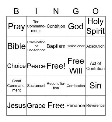 Reconciliation BINGO Card
