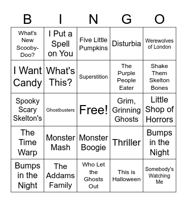 Halloween Bingo Card