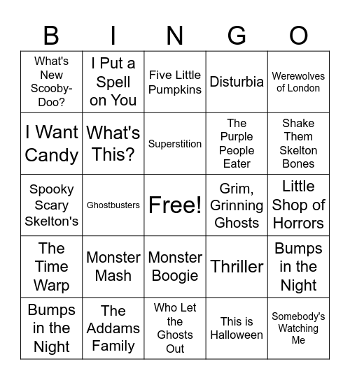 Halloween Bingo Card