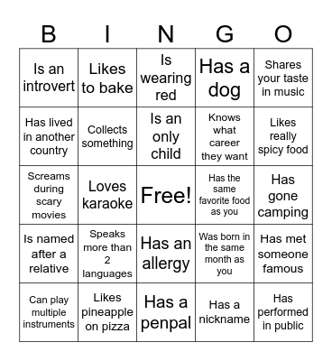 Icebreaker Bingo: Find Someone Who Bingo Card