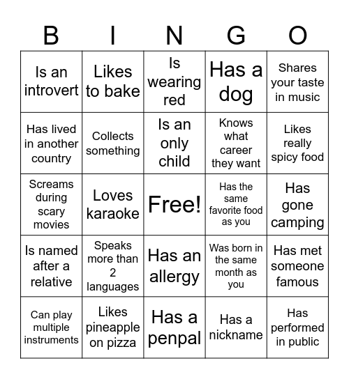 Icebreaker Bingo: Find Someone Who Bingo Card