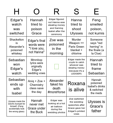 More Horse Bingo Card